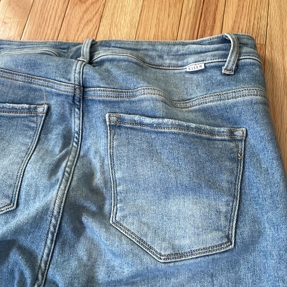 Risen Jeans Womens XL Blue High Rise Wide Leg Distressed Light Wash Western - Picture 10 of 11